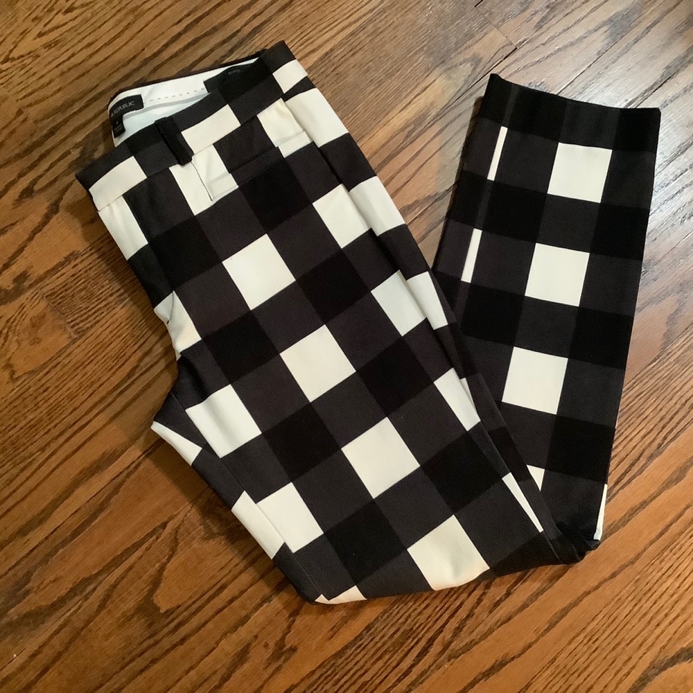 Banana Republic Sloan Pants Cream & Black 4